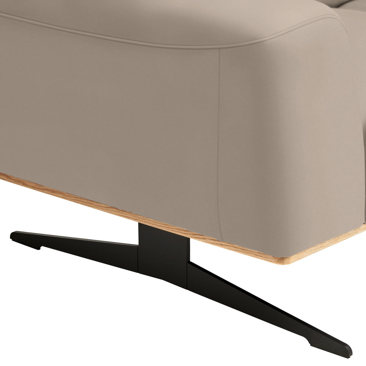 3-SITZER-SOFA in Echtleder Beige  - Beige/Schwarz, Design, Leder/Holz (205/76-97/102cm) - Novel
