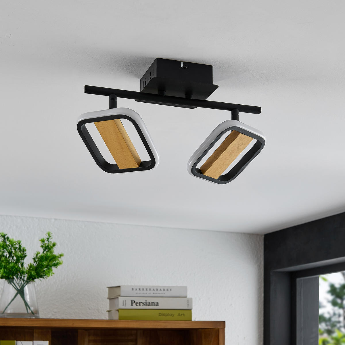 LED-STRAHLER Miriam 32/13,5/12 cm   - Eschefarben/Schwarz, Design, Holz/Kunststoff (32/13,5/12cm) - Novel