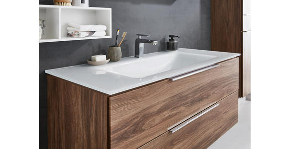 BADEZIMMER - Eichefarben/Weiß, Design, Glas/Holzwerkstoff (120cm) - Dieter Knoll