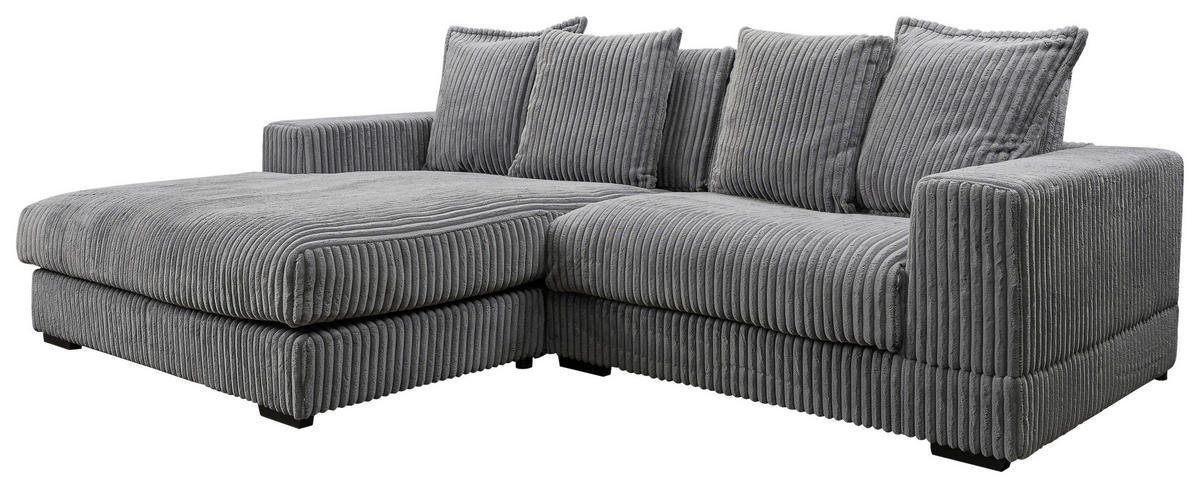 ECKSOFA FUNNY Grau Cord  - Schwarz/Grau, Basics, Kunststoff/Textil (195/285cm) - Livetastic