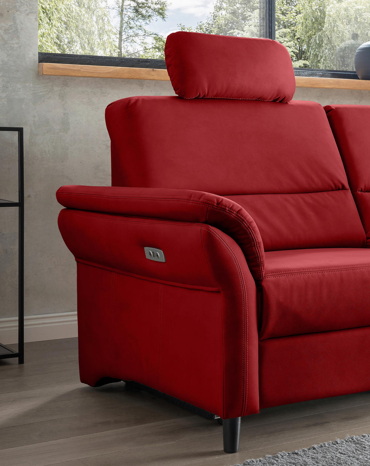 3-SITZER-SOFA Lederlook Rot  - Rot/Schwarz, MODERN, Holz/Textil (192/90/89cm) - Livetastic