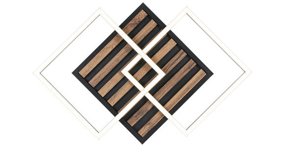 LED-DECKENLEUCHTE 45/45/9,5 cm  - Eichefarben/Schwarz, Trend, Holzwerkstoff/Kunststoff (45/45/9,5cm) - Novel