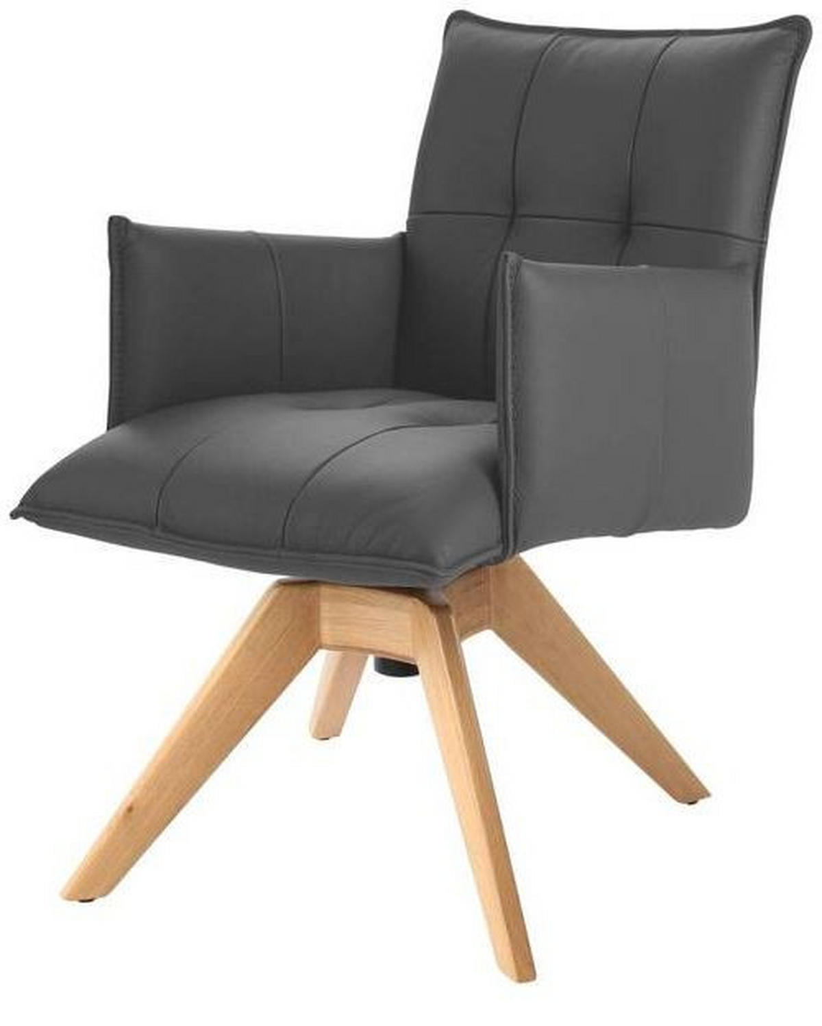 ARMLEHNSTUHL  in Echtleder pigmentiert  - Eichefarben/Schwarz, Design, Leder/Holz (86/57/65cm) - Valnatura