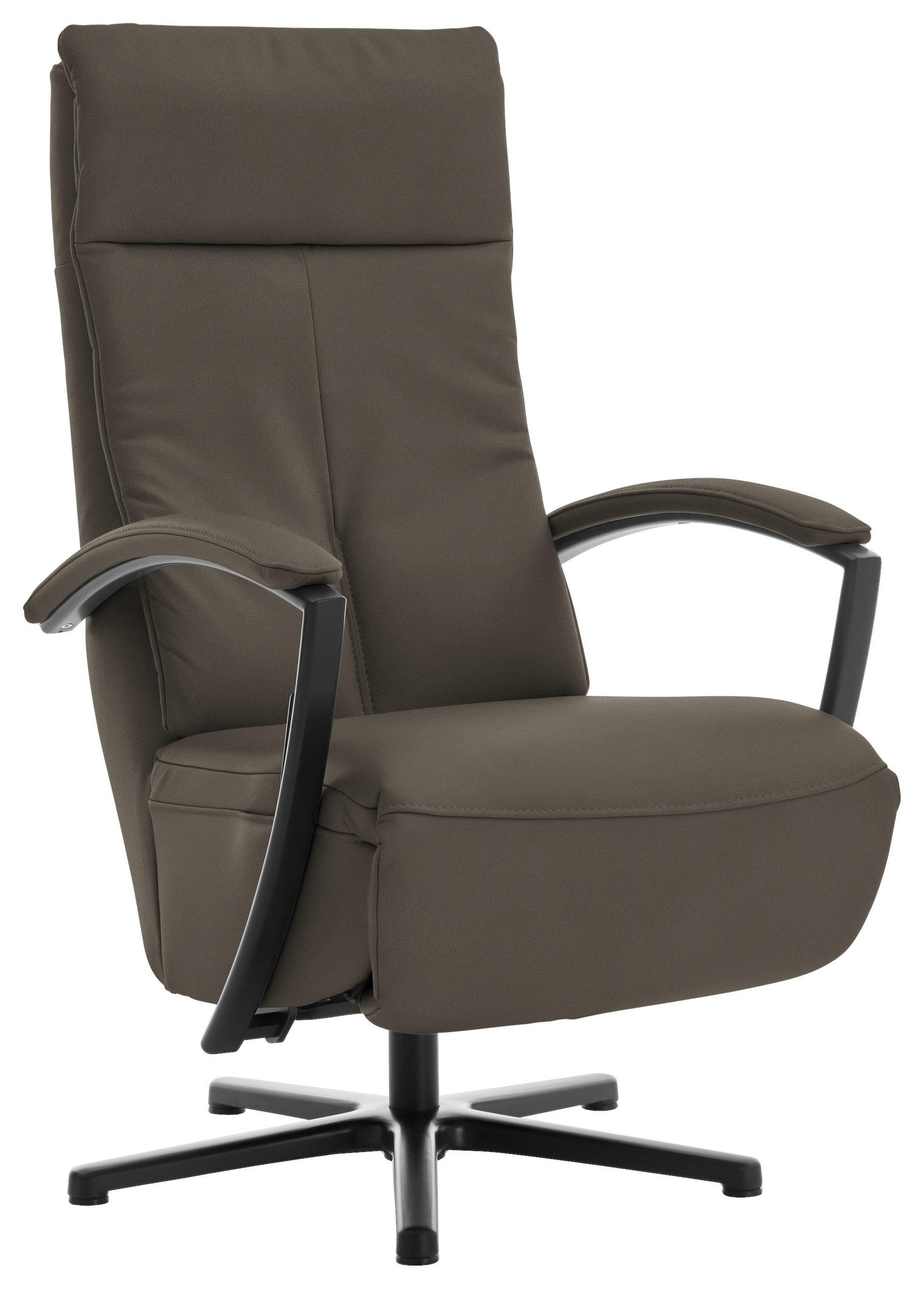 RELAXSESSEL in Leder Graubraun  - Graubraun/Schwarz, Design, Leder/Metall (76/112/83cm) - Beldomo Speed