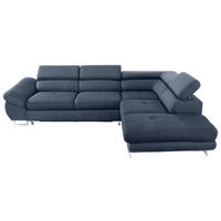 KOTNA SEDEŽNA GARNITURA, tkanina temno modra  - temno modra, Design, kovina/tekstil (280/235cm) - Hom`in