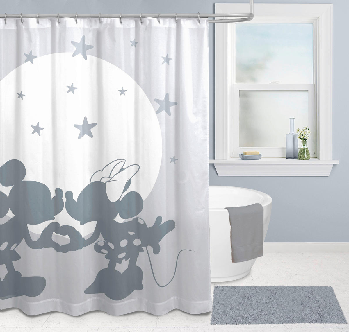 DUSCHVORHANG Disney Minnie and Mickey 183/178 cm  - Hellgrau, Basics, Textil (183/178cm)