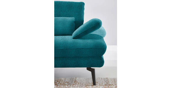 ECKSOFA in Chenille Petrol 180/310 cm - Petrol/Schwarz, Design, Textil/Metall (180/310cm) - Dieter Knoll