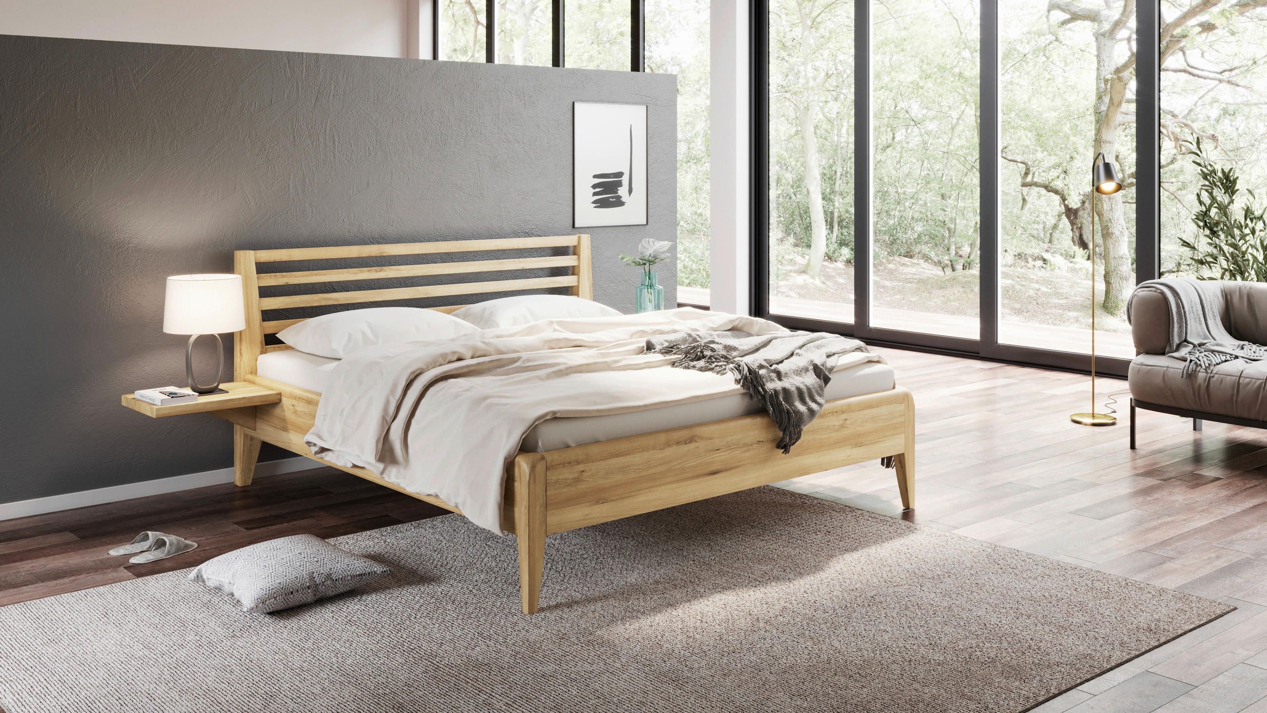 BETT 140/200 cm  in Naturfarben  - Naturfarben, MODERN, Holz (140/200cm) - MID.YOU