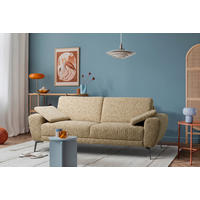 3-SITZER-SOFA Webstoff Hellbraun  - Hellbraun/Schwarz, Design, Textil/Metall (187/85/92cm) - Livetastic
