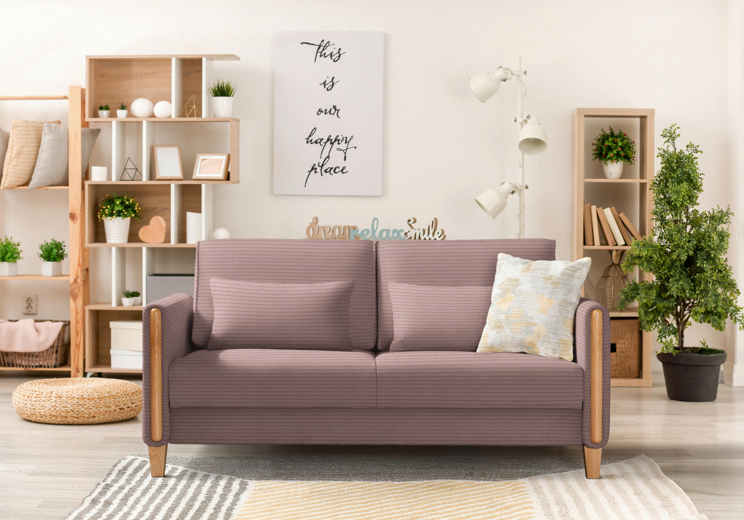 SCHLAFSOFA in Cord Altrosa, Buchefarben  - Buchefarben/Altrosa, Design, Holz/Textil (174/88/104cm) - Niels Andersson