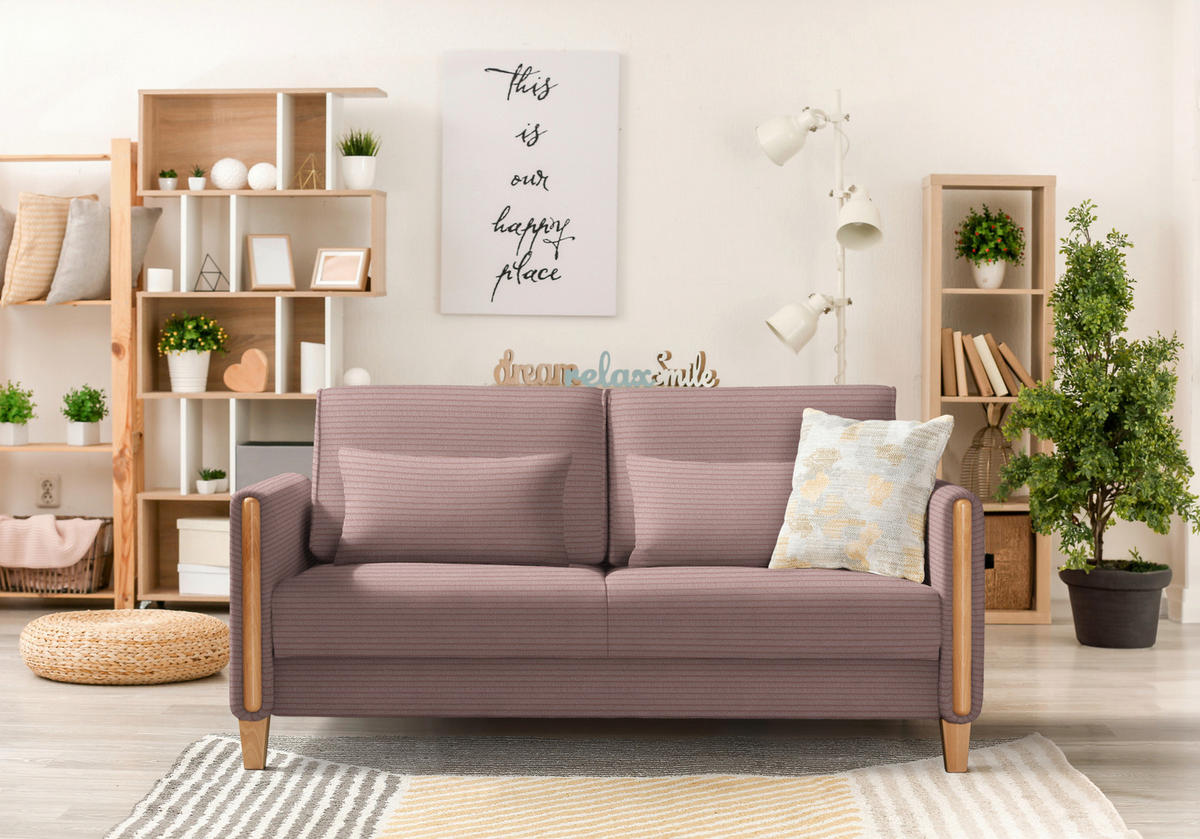 SCHLAFSOFA in Holz, Textil Buchefarben, Altrosa  - Buchefarben/Altrosa, Design, Holz/Textil (174/88/104cm) - Niels Andersson