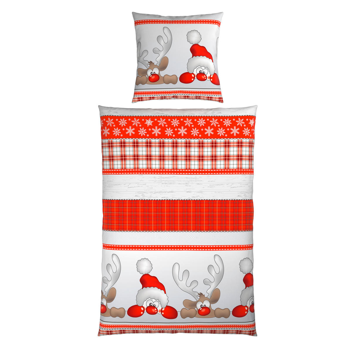 BETTWÄSCHE Flanell 135/200 cm  - Rot/Grau, Textil (135/200cm) - Esposa