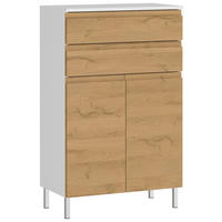 MIDISCHRANK 60/97/34 cm  - Chromfarben/Eichefarben, MODERN, Holzwerkstoff/Metall (60/97/34cm) - Germania