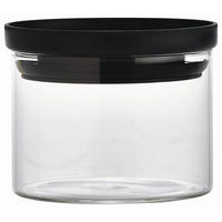 RECIPIENT DEPOZITARE ALIMENTE  0,4 L  - străveziu/negru, Basics, plastic/sticlă (9,5/7cm) - Homeware Profession.