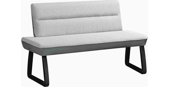 SITZBANK 150/88/60 cm Webstoff Grün, Hellgrau Buche vollmassiv - Hellgrau/Schwarz, KONVENTIONELL, Holz/Textil (150/88/60cm) - Novel