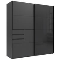 SCHWEBETÜRENSCHRANK in Graphitfarben, Schwarz  - Schwarz/Graphitfarben, Modern, Glas/Holzwerkstoff (180/198/65cm) - Boxxx