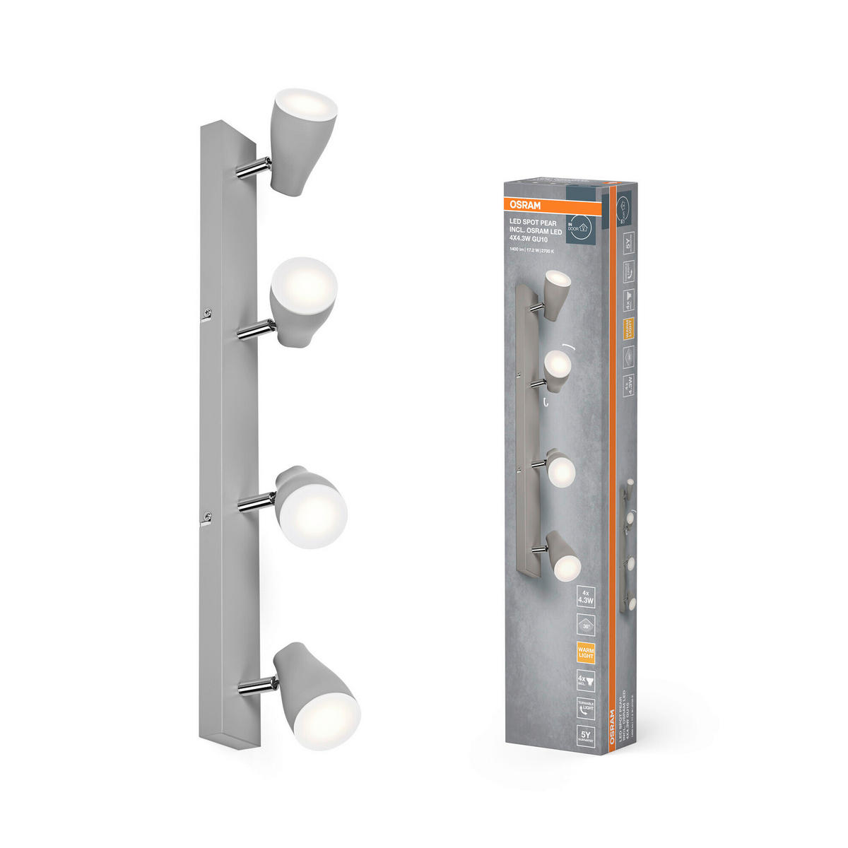 LED-STRAHLER 61,4/6/13,1 cm   - Grau, Basics, Kunststoff/Metall (61,4/6/13,1cm) - Osram