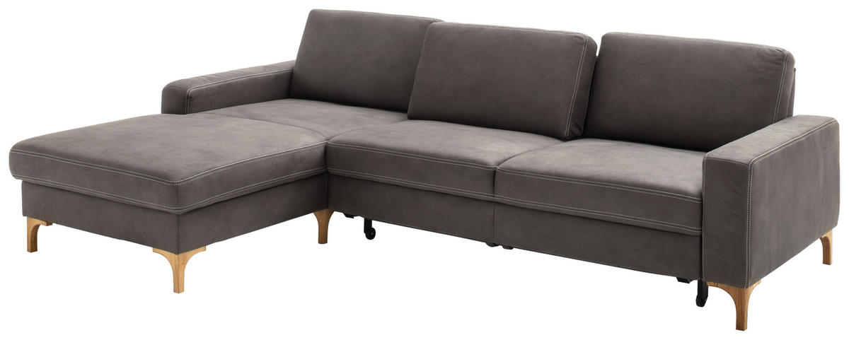 ECKSOFA in Mikrofaser Anthrazit  - Anthrazit/Beige, Design, Holz/Textil (185/276cm) - Pure Home Lifestyle