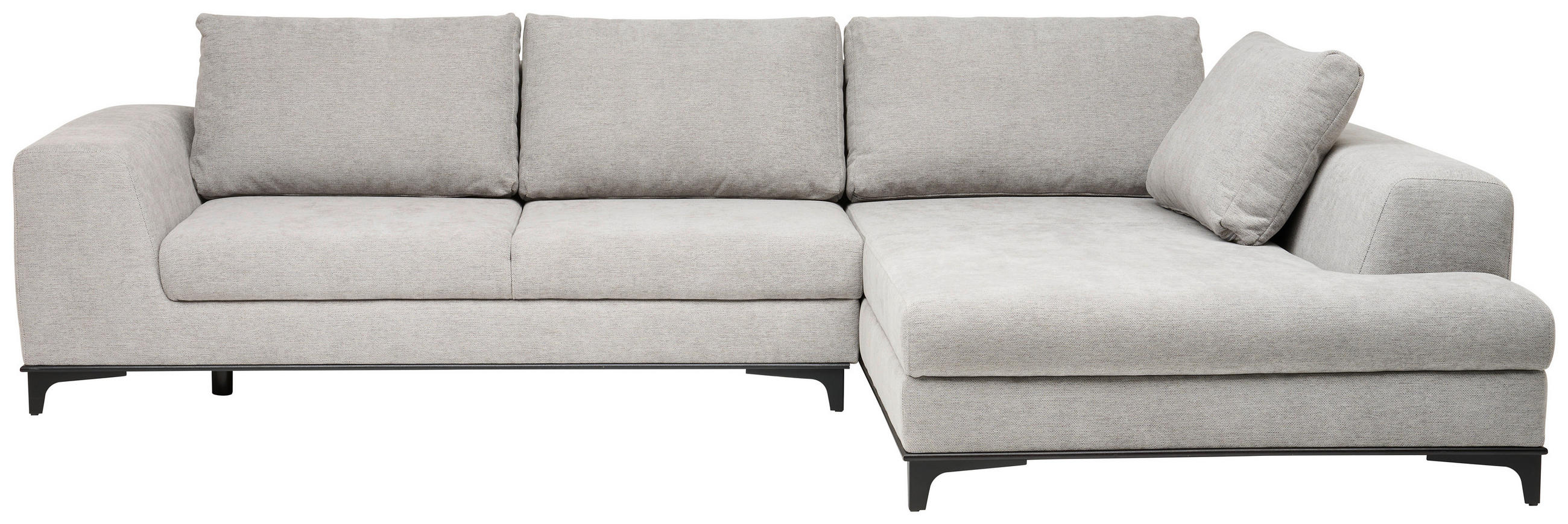 ECKSOFA in Webstoff Grau  - Schwarz/Grau, Design, Textil/Metall (314/211cm) - Stylife
