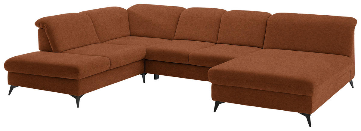 WOHNLANDSCHAFT Chenille Rostfarben  - Rostfarben/Schwarz, Design, Textil/Metall (255/369/198cm) - Beldomo Style