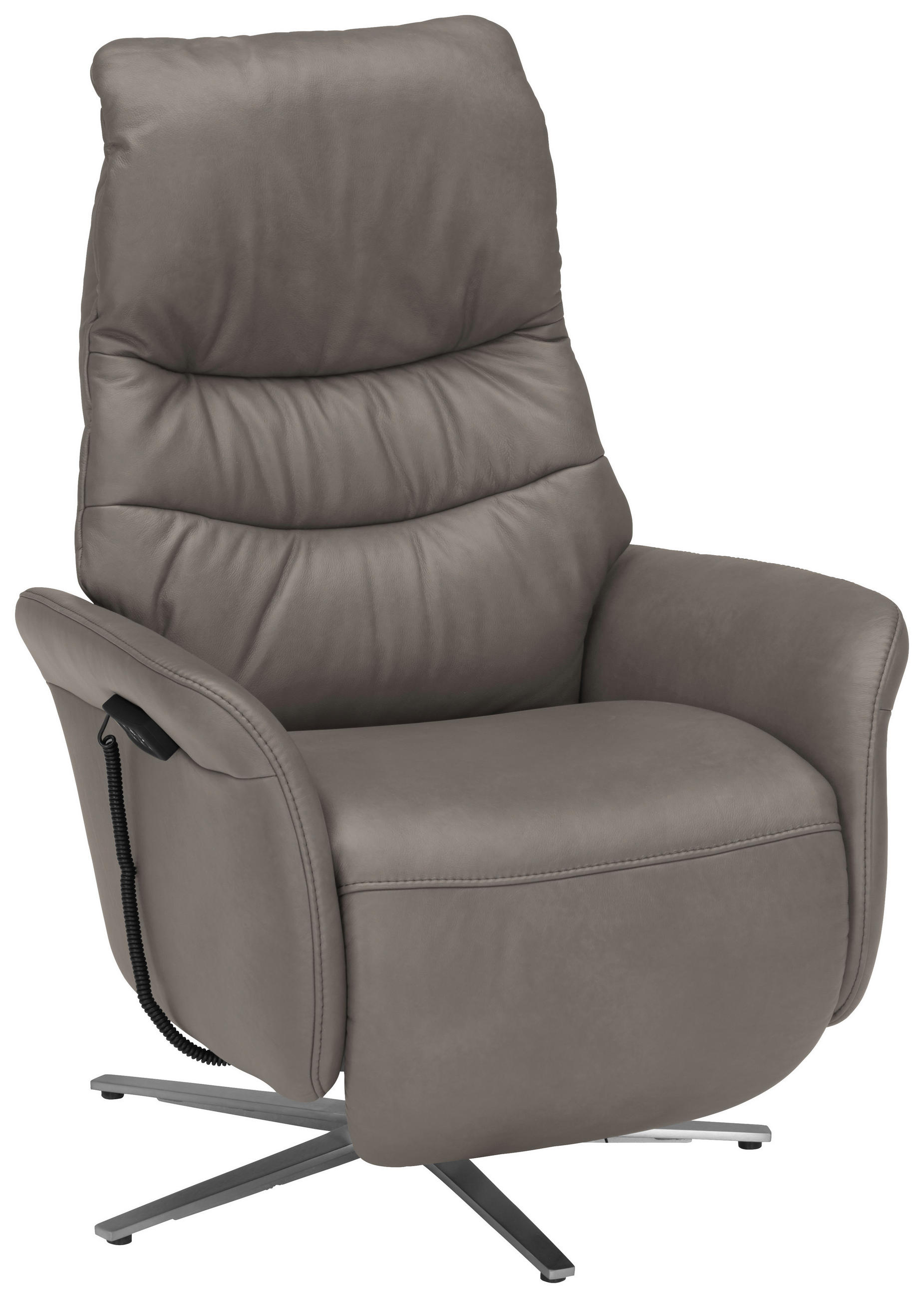 RELAXSESSEL in Leder Graubraun  - Edelstahlfarben/Graubraun, Design, Leder/Metall (78/117/89cm) - Himolla Komfortklass