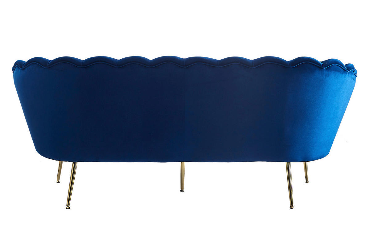 3-SITZER-SOFA in Samt Dunkelblau  - Goldfarben/Dunkelblau, MODERN, Textil/Metall (180/78/76cm) - Livetastic