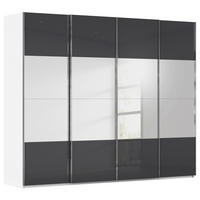 SCHWEBETÜRENSCHRANK  in Schwarz, Weiß  - Chromfarben/Schwarz, Design, Glas/Holzwerkstoff (271/223/68cm) - Novel