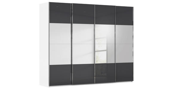 SCHWEBETÜRENSCHRANK 271/223/68 cm 4-türig Schwarz, Weiß  - Chromfarben/Schwarz, Design, Glas/Holzwerkstoff (271/223/68cm) - Novel