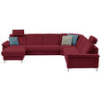 WOHNLANDSCHAFT in Chenille Rot  - Rot/Alufarben, Design, Textil/Metall (170/333/265cm) - Dieter Knoll