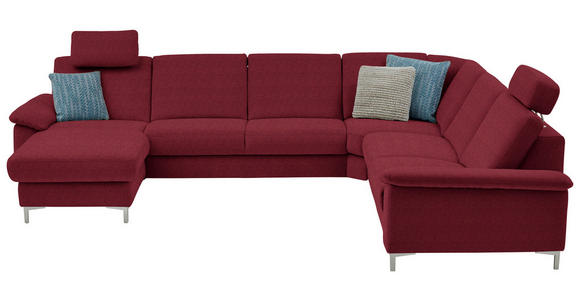 WOHNLANDSCHAFT in Chenille Rot  - Rot/Alufarben, Design, Textil/Metall (170/333/265cm) - Dieter Knoll