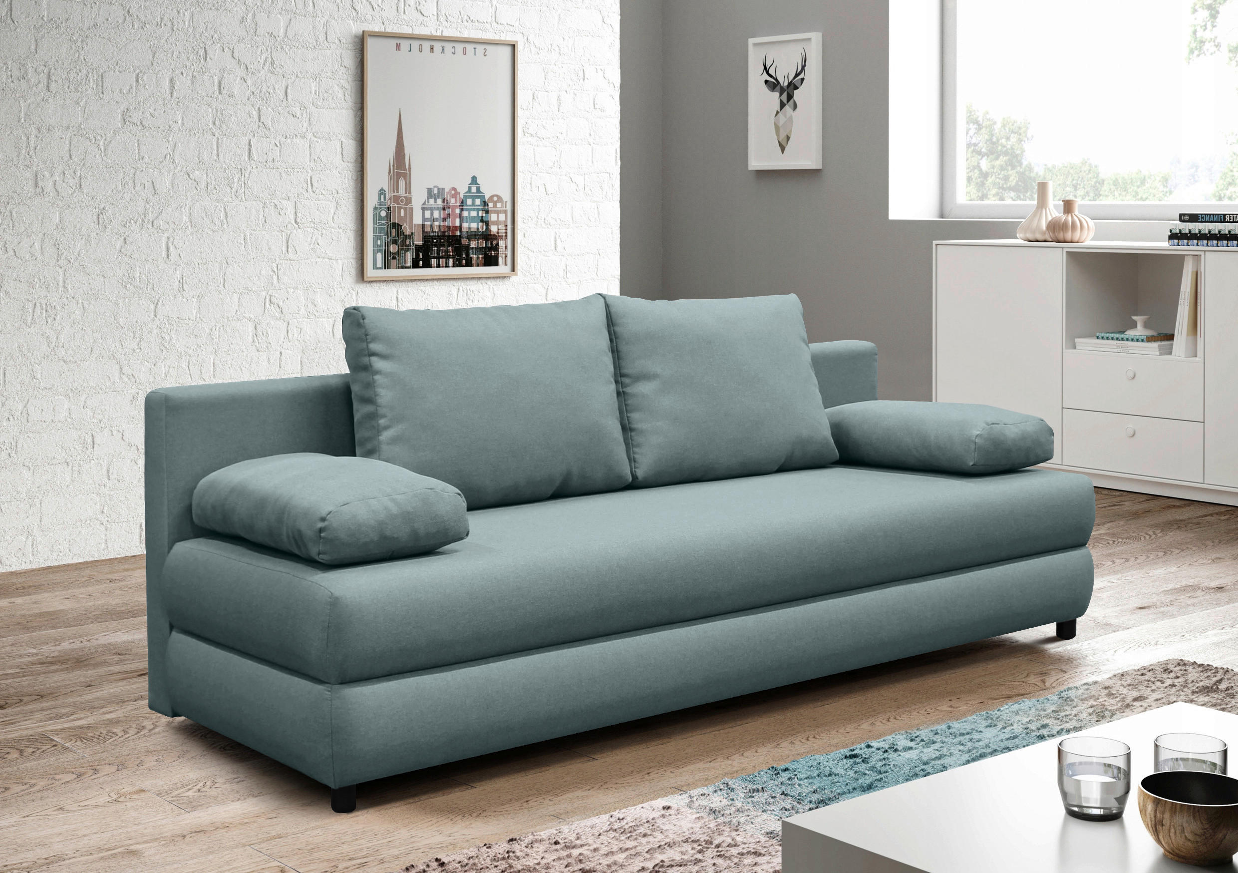 P & B ROZKLADACIA POHOVKA, textil, mätovozelená