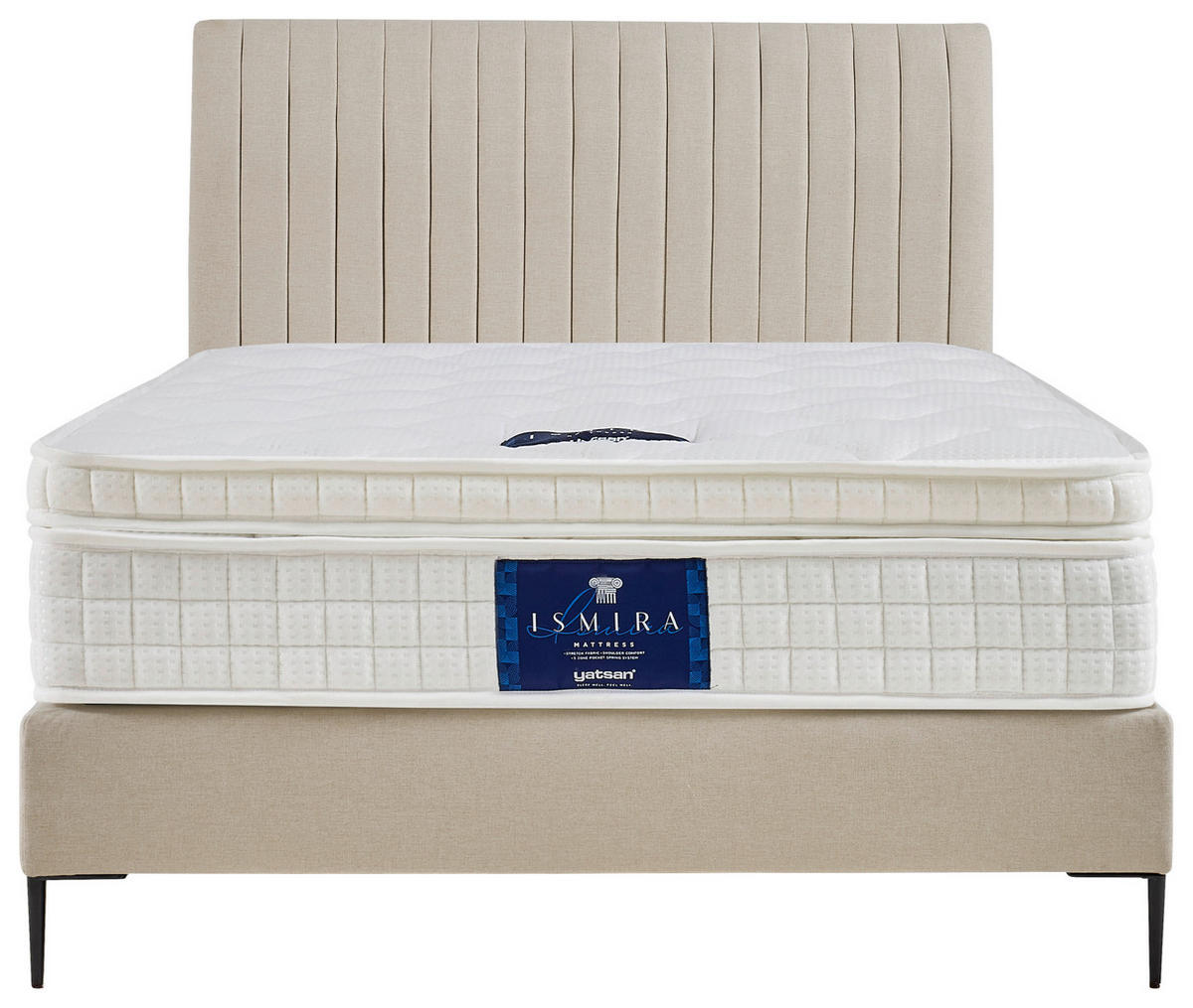BOXSPRINGOVÁ POSTEĽ, 140/200 cm, krémová - čierna/prírodná farba, Modern, kov/kompozitné drevo (140/200cm) - MID.YOU