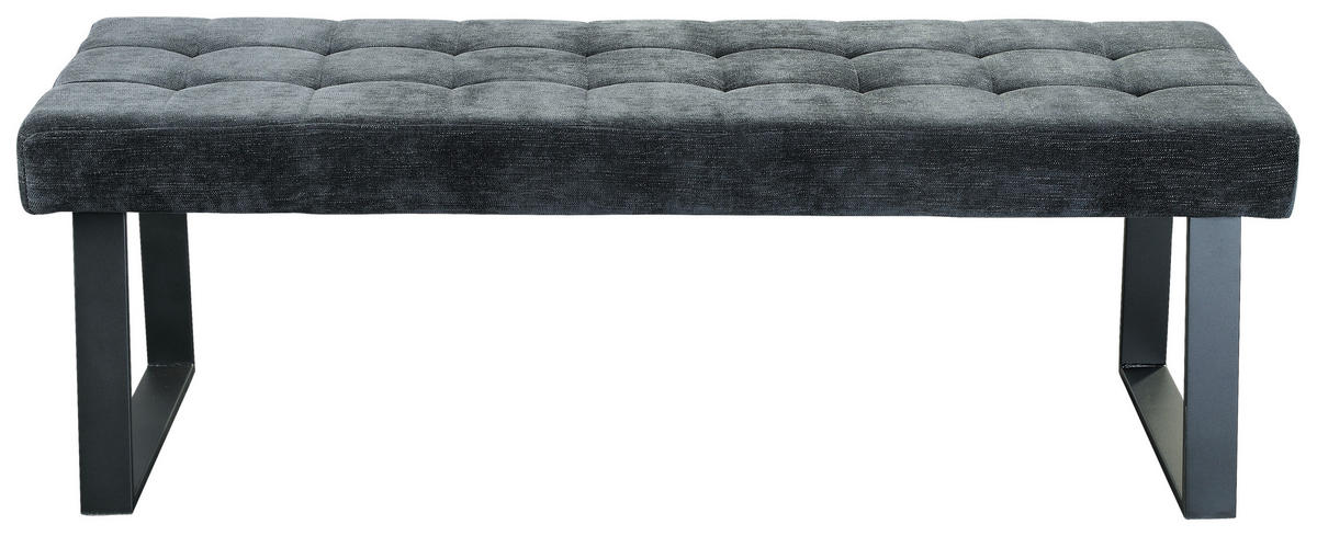 SITZBANK 140/49/48 cm Webstoff Dunkelgrau  - Dunkelgrau/Schwarz, MODERN, Textil/Metall (140/49/48cm) - MID.YOU