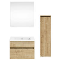 BADEZIMMER 92,2 cm  - Weiss/Eichefarben, Konventionell, Keramik/Holzwerkstoff (92,2cm) - Puris
