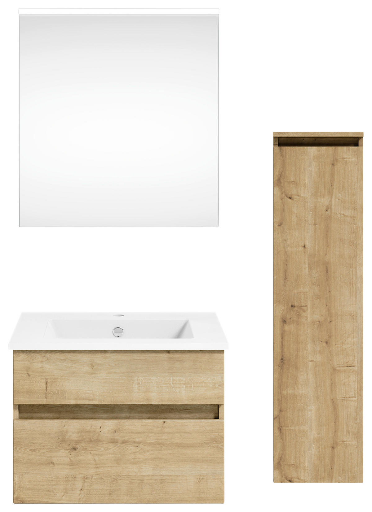 BADEZIMMER 92,2 cm  - Weiss/Eichefarben, Konventionell, Keramik/Holzwerkstoff (92,2cm) - Puris