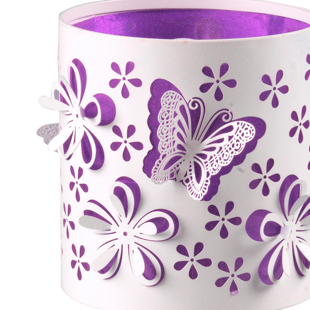 Thumbnail - Kindertischleuchte, Weiß, Flieder, Metall, Textil, Schmetterling,Schmetterling, 15x22x15 cm, Lampen & Leuchten, Innenbel...