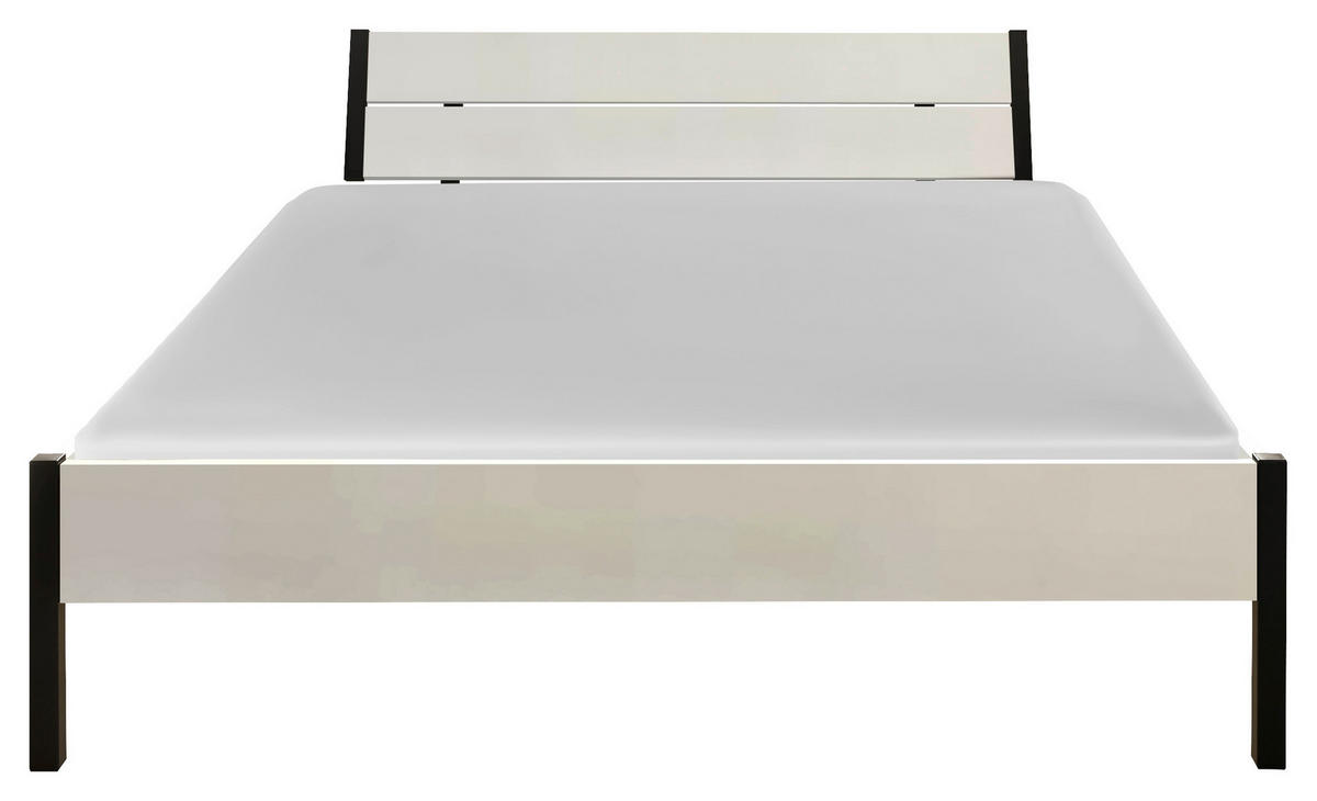 FUTONBETT 140/200 cm  in Weiss   - Weiss/Schwarz, Modern, Holzwerkstoff/Metall (140/200cm) - Livetastic