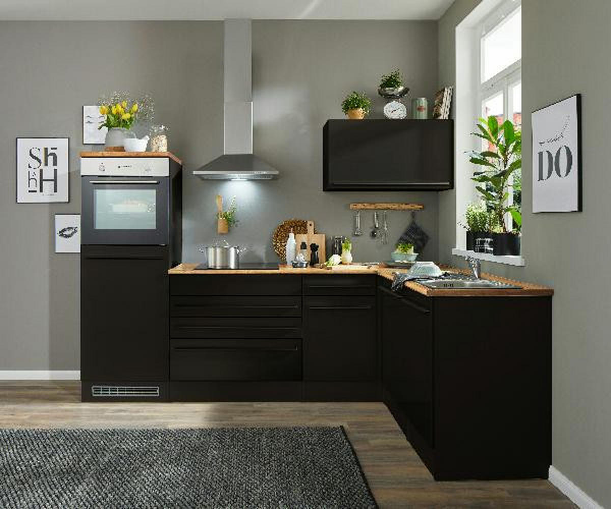 ECKKÜCHE 260/175 cm  in Schwarz  - Eichefarben/Schwarz, Basics, Holzwerkstoff/Kunststoff (260/175cm) - MID.YOU