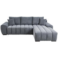 ECKSOFA Dunkelgrau Flachgewebe Zierkissen, Rückenkissen, Bettkasten, Schlaffunktion, Liegefläche im Originalstoff  - Dunkelgrau/Schwarz, KONVENTIONELL, Holz/Textil (275/180cm) - Carryhome