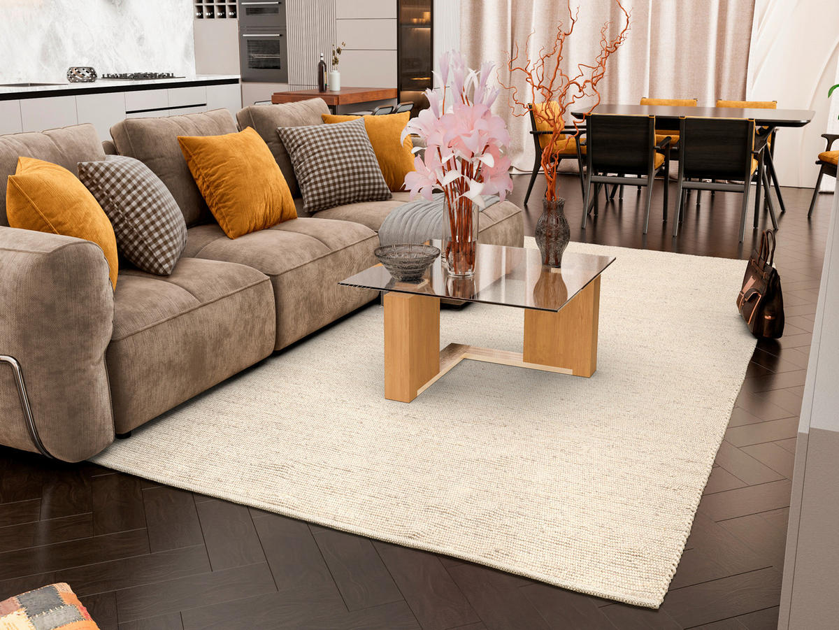 HANDWEBTEPPICH 170/240 cm Havre Naturfarben, Beige  - Beige/Naturfarben, Basics, Textil (170/240cm) - Linea Natura