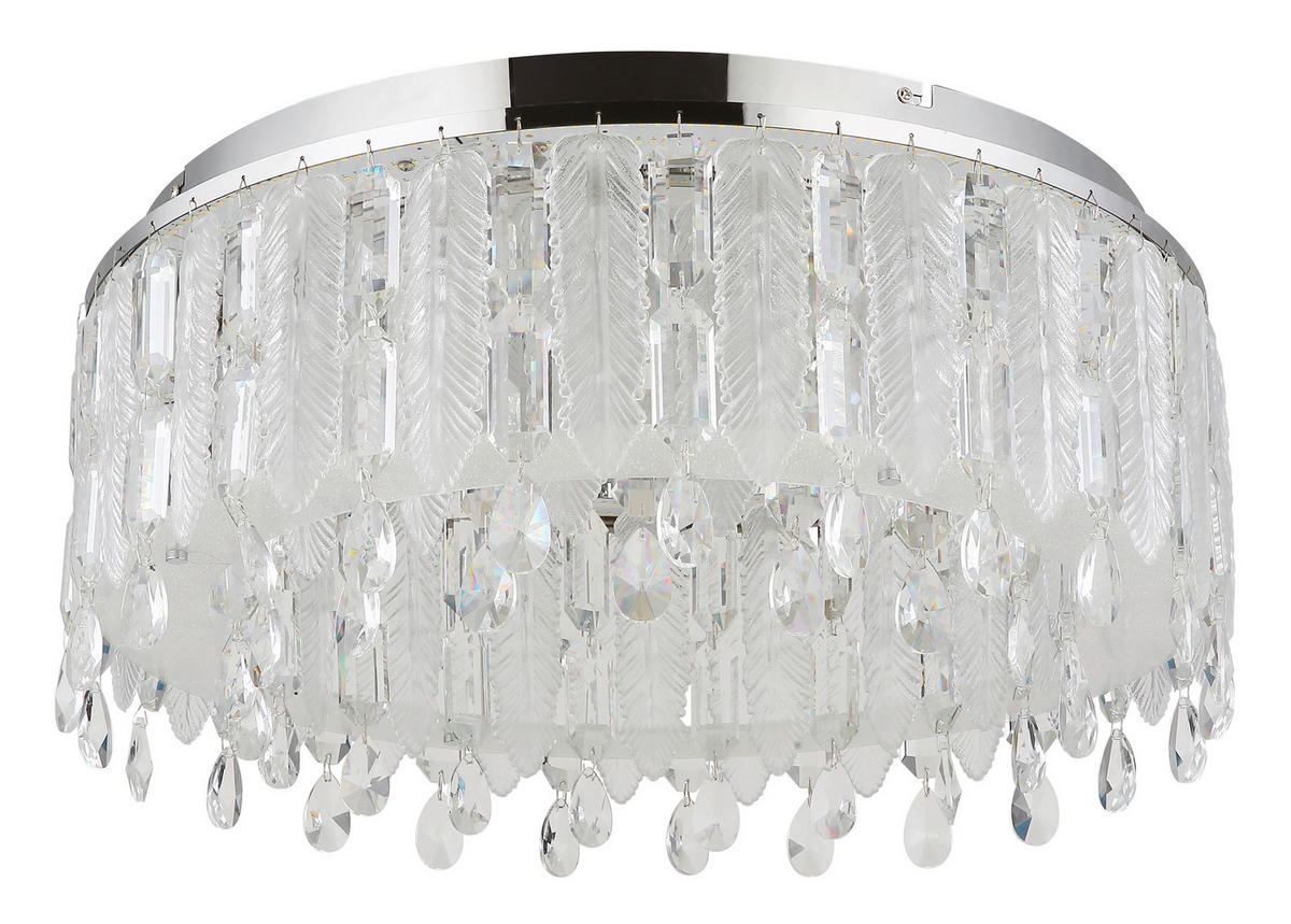 LED-DECKENLEUCHTE 58,5/26,5 cm   - Klar/Chromfarben, LIFESTYLE, Glas/Textil (58,5/26,5cm)