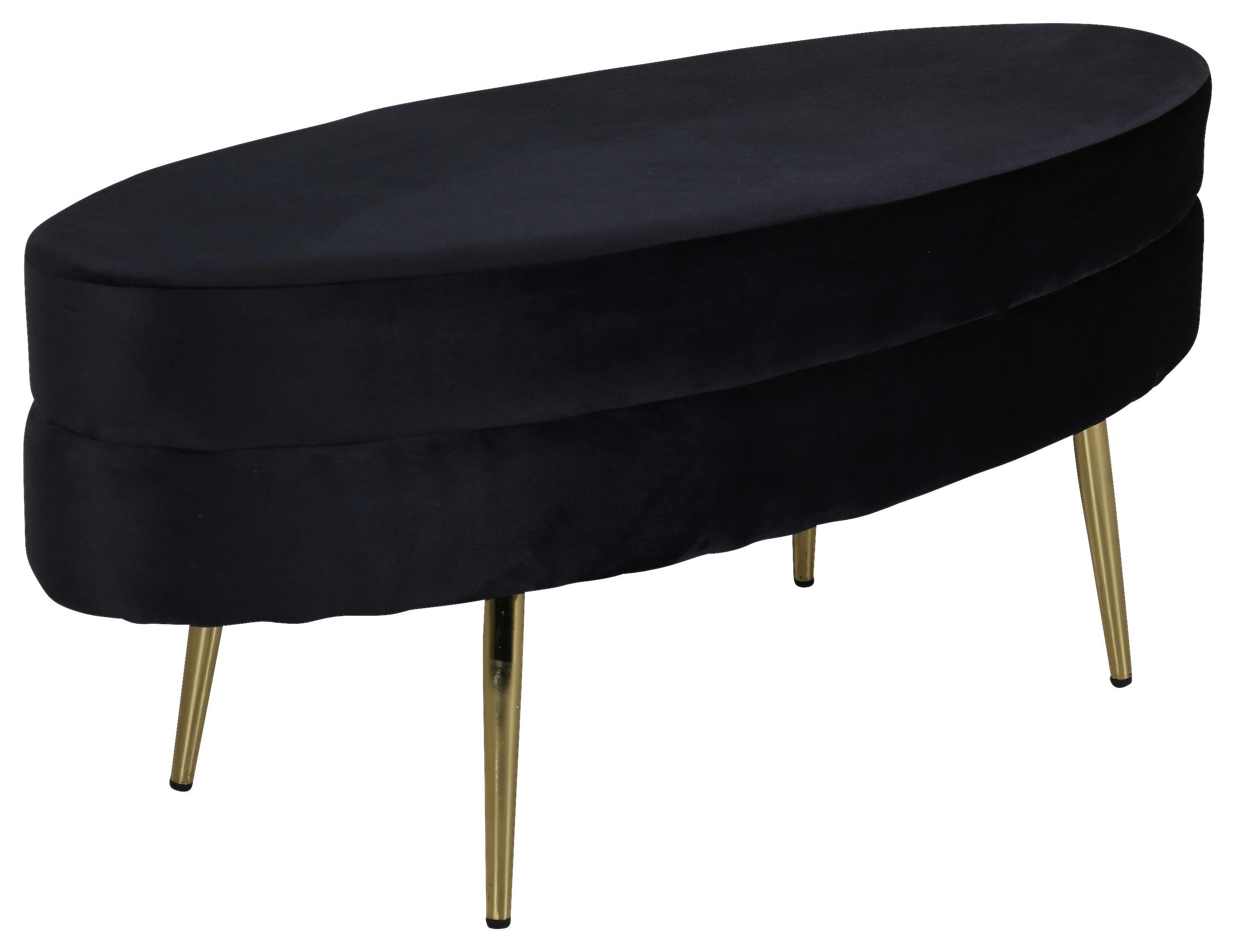 HOCKERBANK in Metall, Textil Schwarz, Goldfarben  - Goldfarben/Schwarz, Design, Textil/Metall (100/41/40cm) - Livetastic