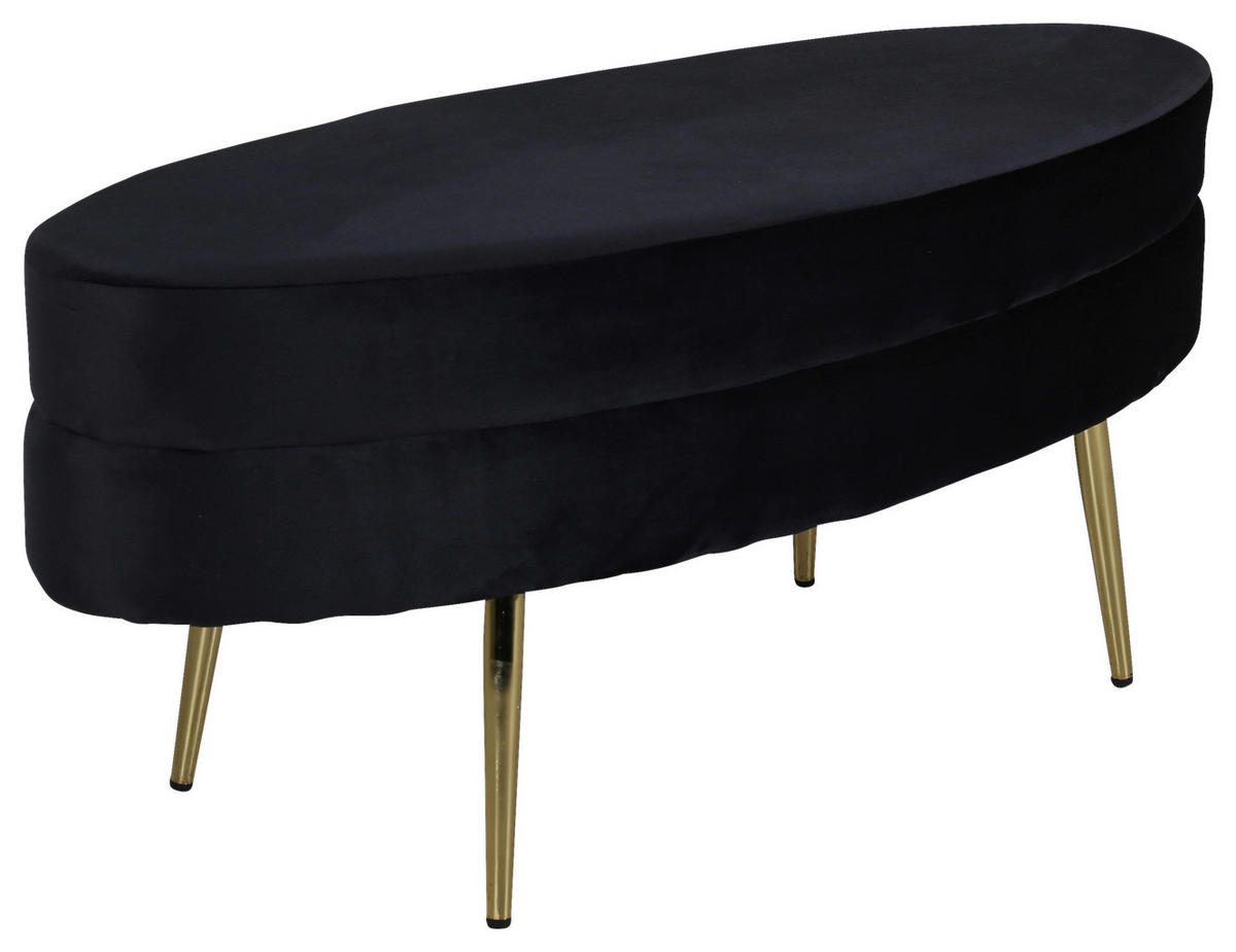 BÄNK i metall, textil svart, guldfärgad  - svart/guldfärgad, Design, metall/textil (100/41/40cm) - Livetastic