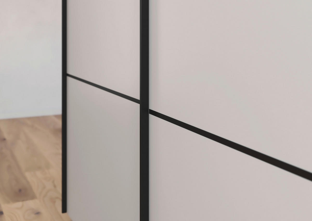 SCHWEBETÜRENSCHRANK in Grau  - Schwarz/Grau, Konventionell, Glas/Holzwerkstoff (301/223/68cm) - Novel