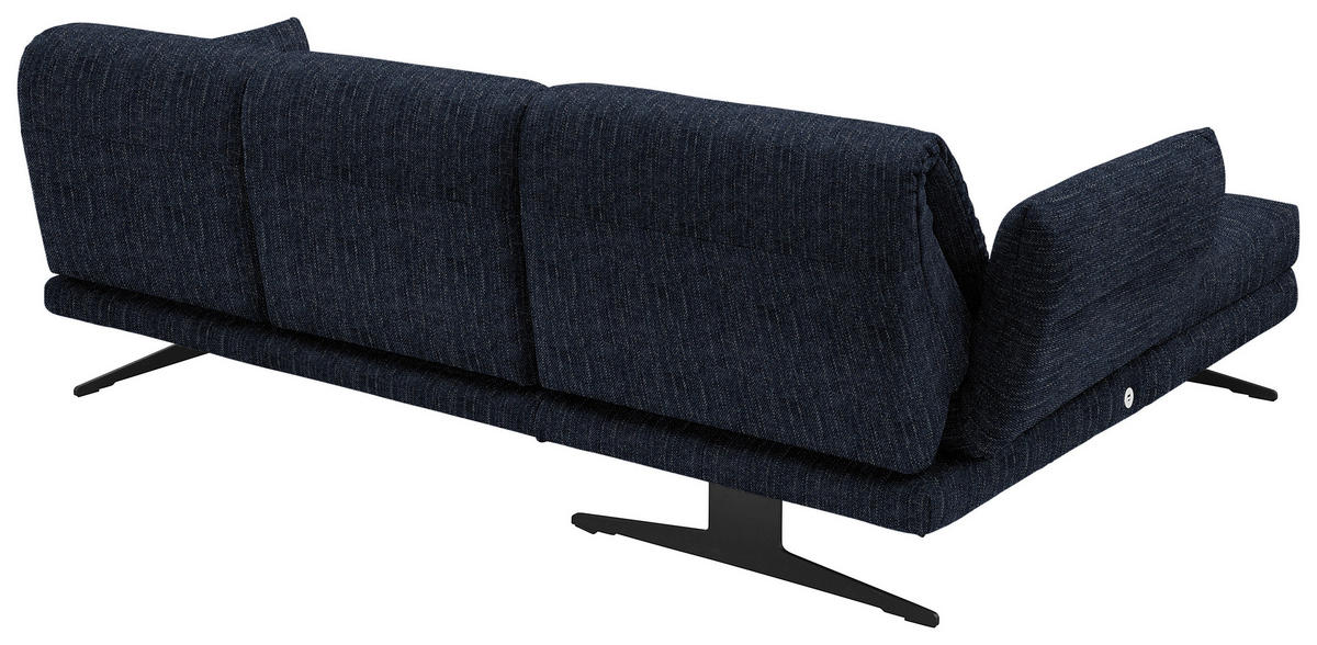 ECKSOFA in Flachgewebe Dunkelblau  176-217/279-327 cm  - Schwarz/Dunkelblau, Design, Textil/Metall (176-217/279-327cm) - Dieter Knoll