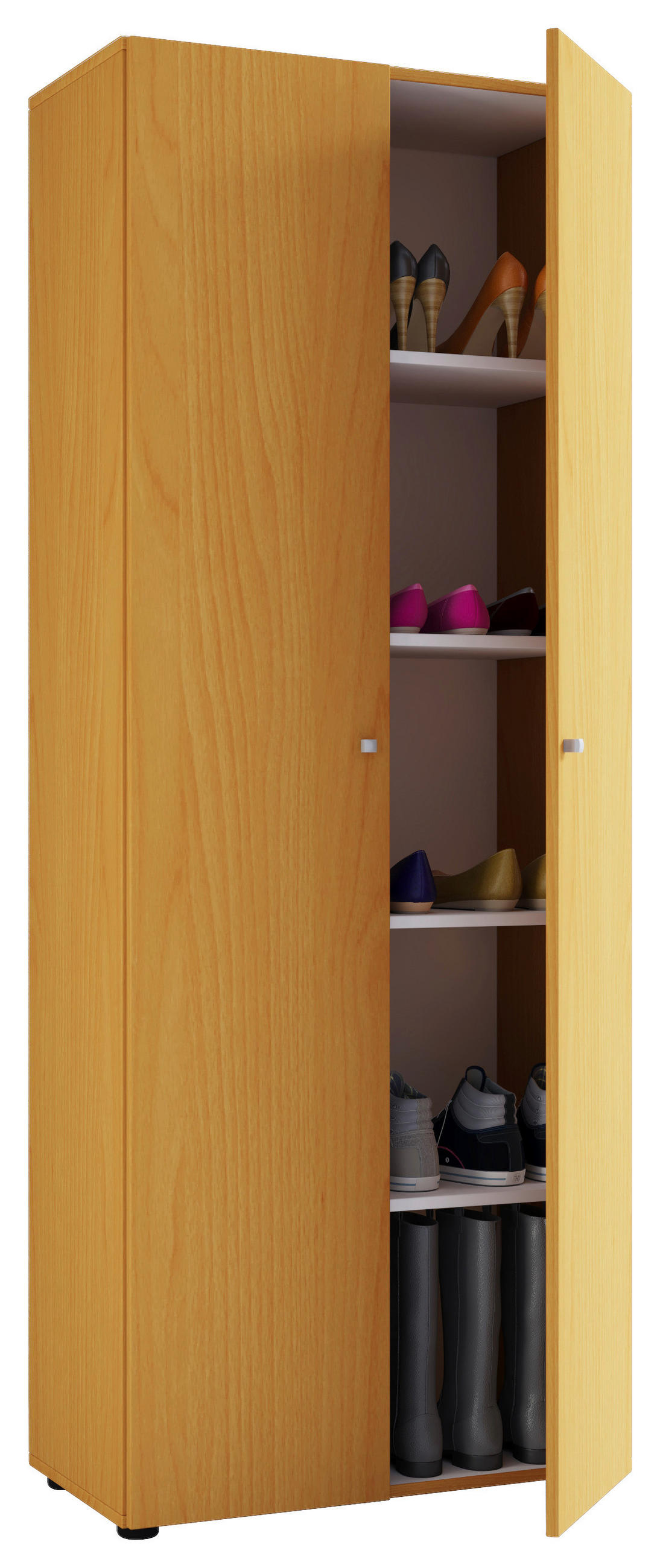 SCHUHSCHRANK Vandol  in 71/180/39 cm  - Silberfarben/Buchefarben, Design, Holzwerkstoff/Kunststoff (71/180/39cm) - MID.YOU