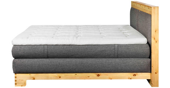 BOXSPRINGBETT 160/200 cm  in Zirbelkieferfarben, Hellgrau  - Zirbelkieferfarben/Hellgrau, Natur, Holz/Textil (160/200cm) - Linea Natura