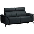 3-SITZER-SOFA  in Echtleder Dunkelblau   - Schwarz/Dunkelblau, Design, Leder/Metall (207/105/98cm) - Belluti