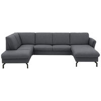 WOHNLANDSCHAFT Flachgewebe Anthrazit  - Anthrazit/Schwarz, Konventionell, Textil/Metall (190/307/170cm) - Beldomo Comfort
