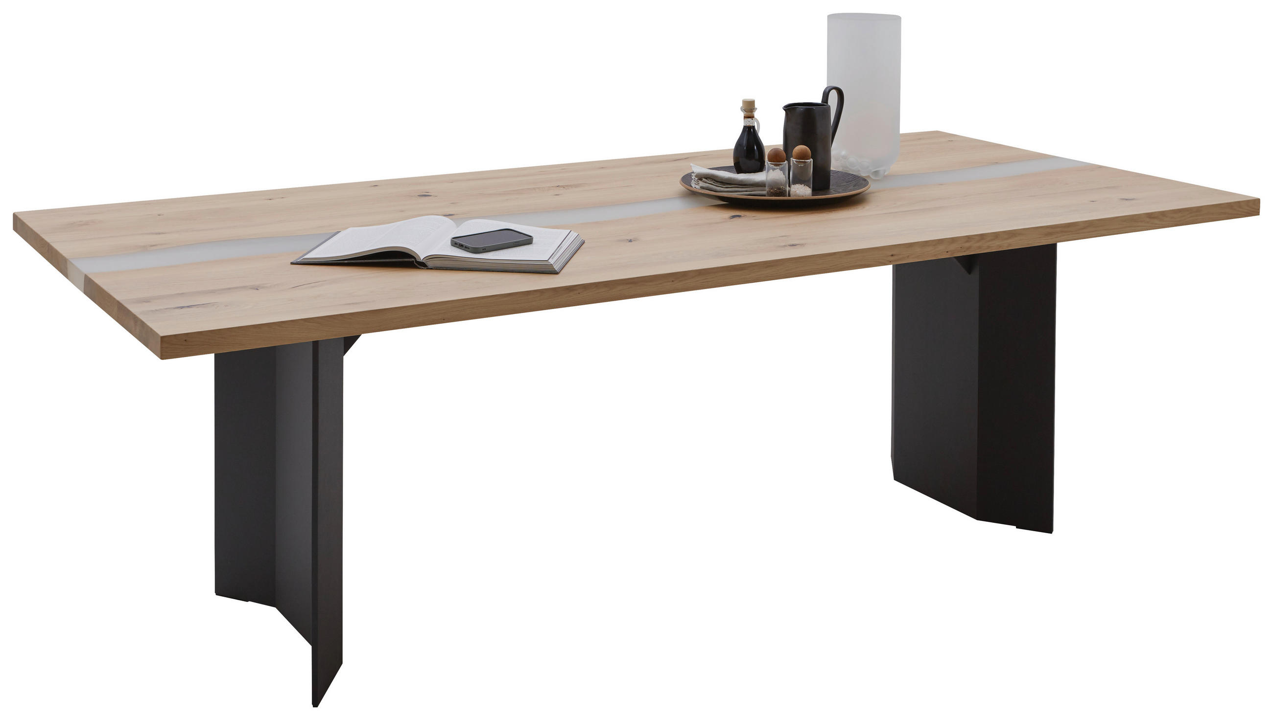 ESSTISCH Kerneiche rechteckig Eichefarben  - Eichefarben/Anthrazit, Natur, Holz (190/95/76cm) - Valnatura